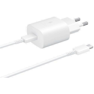 מטען קיר מהיר Samsung Super Fast Travel Charger 25W + כבל USB Type-C - צבע לבן