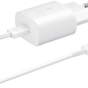 מטען קיר מהיר Samsung Super Fast Travel Charger 25W + כבל USB Type-C – צבע לבן