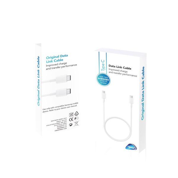 כבל סנכרון וטעינה מחיבור Type-C לחיבור Samsung – Type-C- באורך 0.8 מטר – צבע לבן