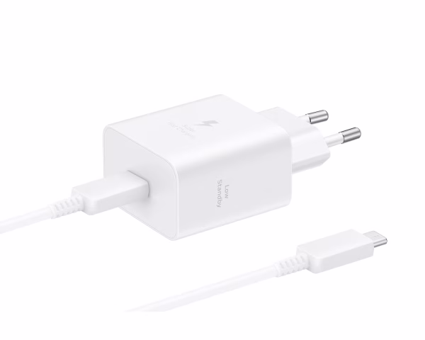 מטען קיר מהיר Samsung Super Fast Travel Charger 45W + כבל USB Type-C – צבע לבן