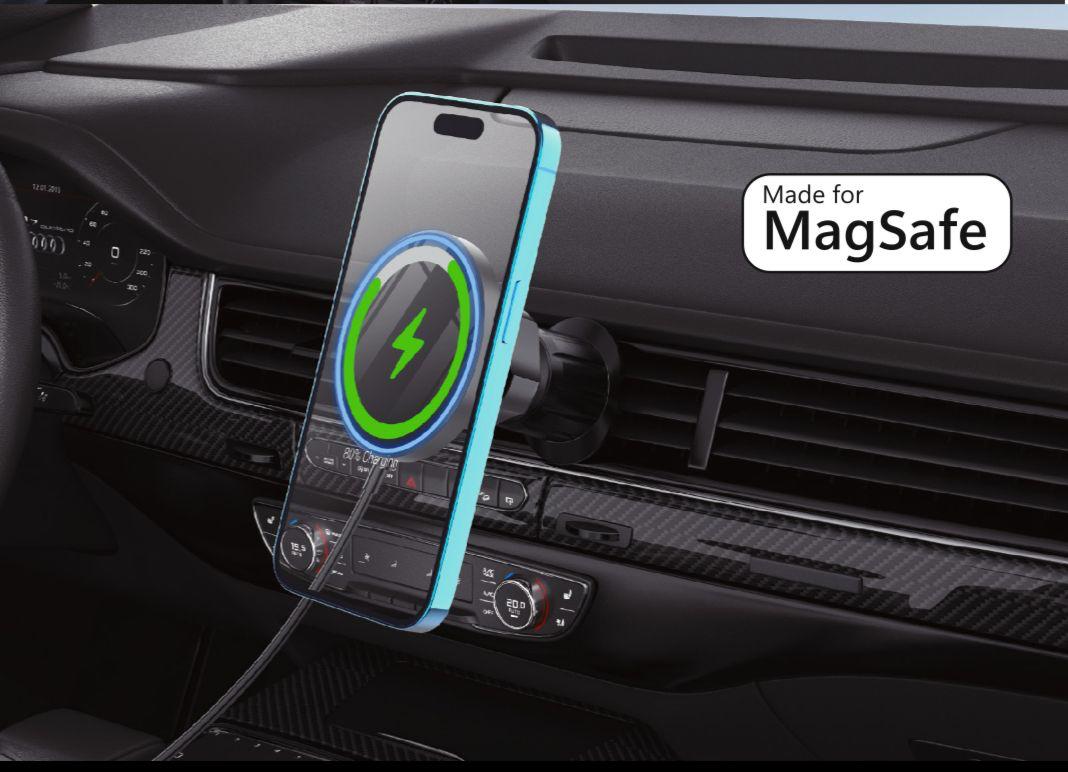 מעמד מגנטי למזגן רכב עם טעינה אלחוטית ANVIL - MagSafe - טעינה אלחוטית 15W – תמונה 2