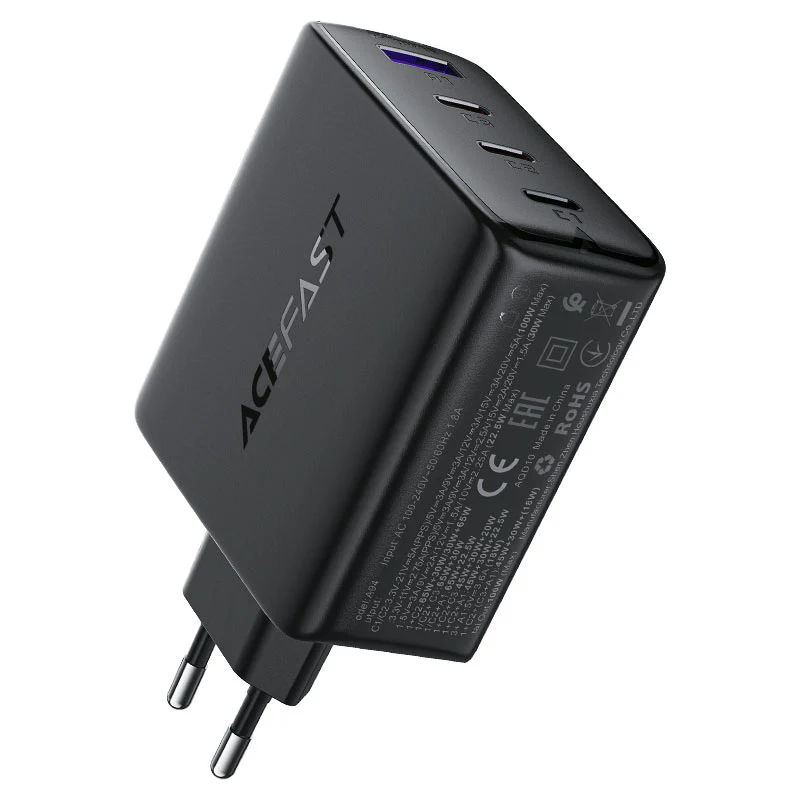 ראש מטען מהיר ACEFAST A94 PD100W מולטי להטענת כל המכשירים במטען אחד צבע שחור - יבואן רשמי