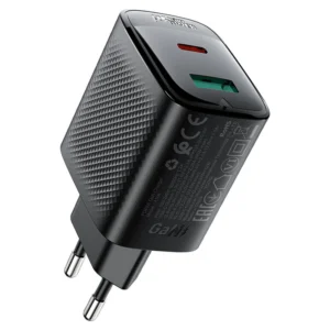 ראש מטען ACEFAST A106 מהיר USB-A + USB-C טעינת PD45W מהירה צבע שחור - יבואן רשמי