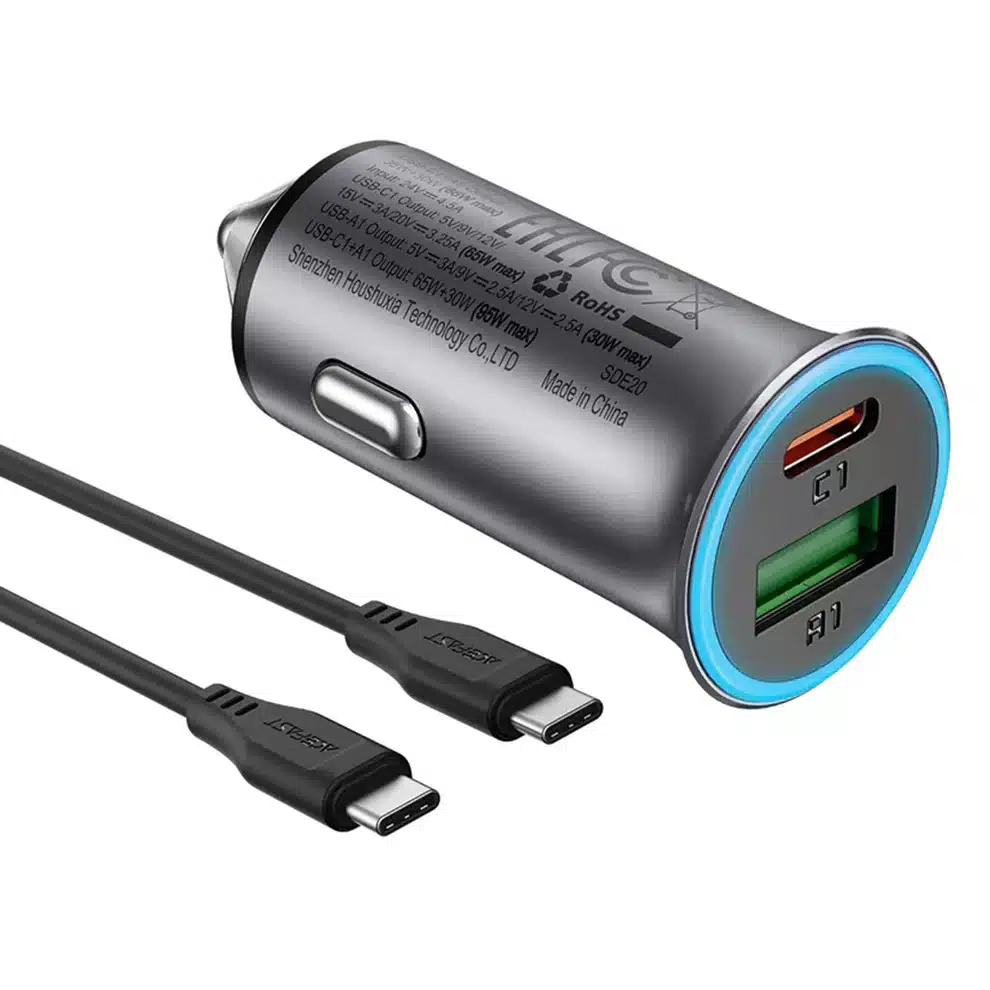 מטען מהיר לרכב Acefast B16 95W עם כבל USB-C - יבואן רשמי