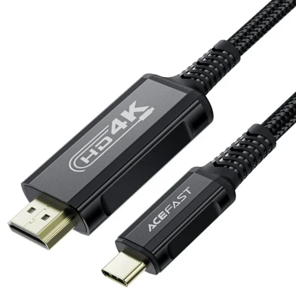 כבל HDMI איכותי USB-C ל-HDTV 4K סגסוגת אלומיניום חיפוי קלוע 1.8 מטר Acefast C1-10 – יבואן רשמי