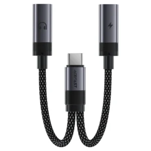 מפצל אודיו וטעינה ACEFAST J14 מטייפ סי לזוג חיבורי USB-C טעינה מהירה 60W, שמע Hi-Fi וכבל ניילון קלוע  – יבואן רשמי