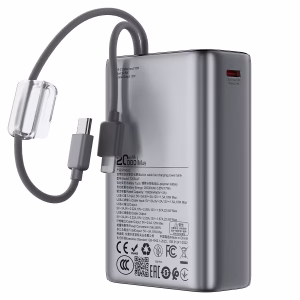 סוללת גיבוי ACEFAST M49 22.5W 20,000mAh עם שני כבלים מובנים – יבואן רשמי